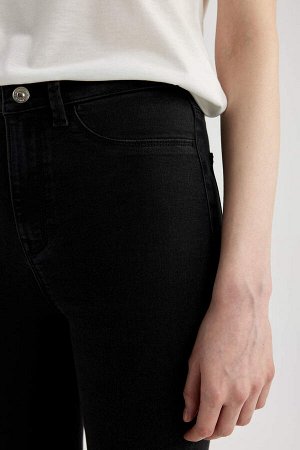 Супероблегающие джинсовые брюки-джеггинсы с высокой талией