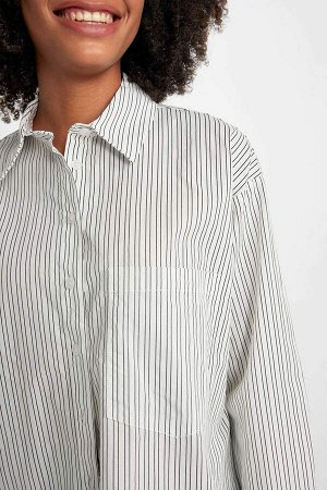 Рубашка оверсайз из 100 % хлопка с длинными рукавами и принтом из поплина