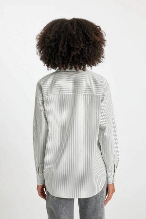 Рубашка оверсайз из 100 % хлопка с длинными рукавами и принтом из поплина