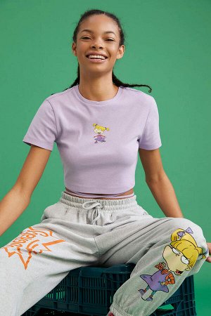 Облегающая футболка Cool Nickelodeon Rugrats из 100% хлопка с круглым вырезом и короткими рукавами
