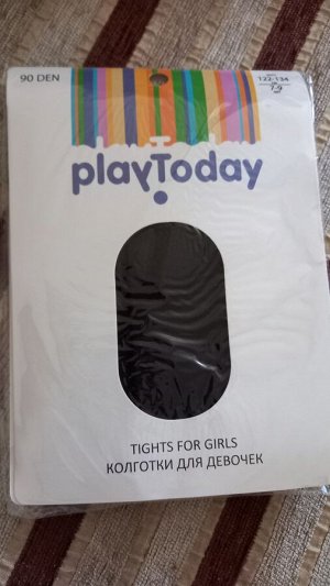 Колготки чёрные эластичные 90 DEN для девочки PlayToday. В фирменной упаковке. Размер 122-134