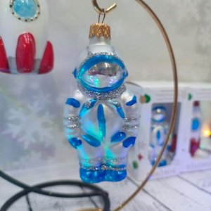 Ёлочное украшение "Космонавт" голубой, в подарочной упаковке h-10 см