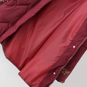 Женская куртка утепленная с цветочным принтом, цвет бордовый
