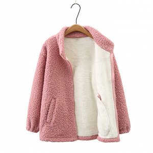 Женская куртка-тедди с нашивкой, цвет розовый
