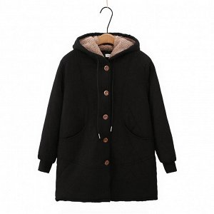 Женская куртка-парка на пуговицах, цвет черный
