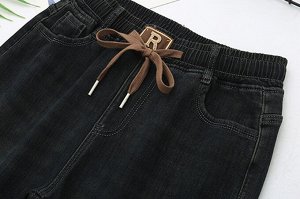Женские джинсы на резинке с завязками, зауженные, цвет темно-синий