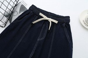 Женские джинсы на резинке с завязками, свободные, цвет черный