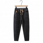 Женские джинсы на резинке, с задними карманами, цвет черный