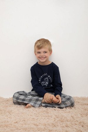 Пижама(Осень-Зима)+boys (индиго, текстильная клетка)