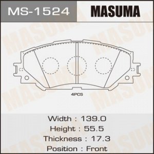 Колодки дисковые MASUMA AURIS/ NZE15#H, ZRE15#H front MS-1524