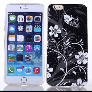 Белые цветы. Чехол силиконовый с рисунком на телефон iphone