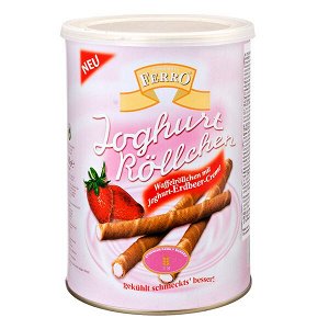 вафельные трубочки FERRO Yoghurt-Strawberry 400 г ж/б