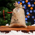 Мешочек подарочный из холщи &quot;Снежинки&quot;, 10 х 14 см