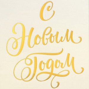 Пакет подарочный без ручек «С Новым Годом», белый, с тиснением, 10x19.5x7 см
