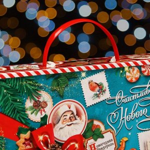 Коробка новогодняя подарочная складная «Изумрудный Винтаж», для сладких подарков, 25x5x15 см