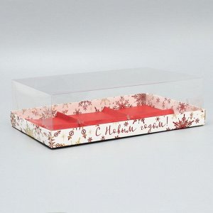 Коробка для для мусовых пирожных «С Новым годом!», снежинки, 27 х 17.8 х 6.5 см, Новый год