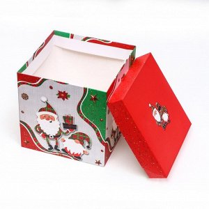 Коробка подарочная новогодняя «Дед мороз и гном», 15*15*15 см