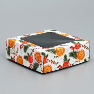 Коробка под 4 конфеты «Апельсины», 10.5 х 10.5 х 3.5 см