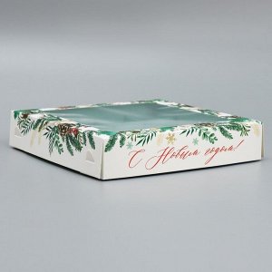 Коробка под 16 конфет «С Новым годом», ботаника, 18.9 х 18.9 х 3.8 см