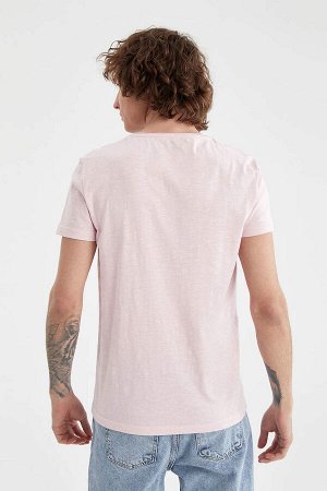 Облегающая футболка из 100 % хлопка с круглым вырезом и короткими рукавами
