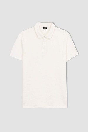 Хлопковая футболка-поло с короткими рукавами приталенного кроя