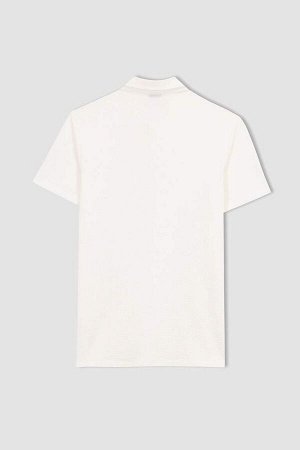 Хлопковая футболка-поло с короткими рукавами приталенного кроя