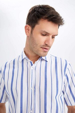 Хлопковая рубашка в полоску с короткими рукавами Relax Fit