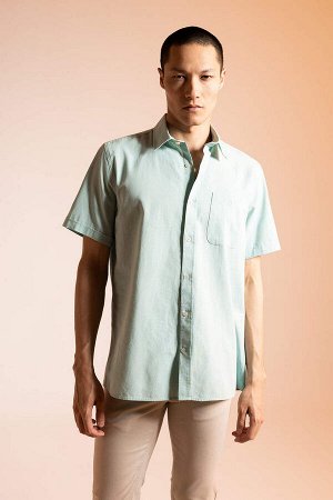 Рубашка из 100% хлопка с короткими рукавами и воротником-поло обычного кроя