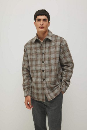 DEFACTO Куртка-рубашка в клетку с узором и воротником-поло Relax Fit из плотной ткани