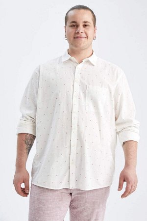 Классическая рубашка из 100 % хлопка с длинным рукавом и современным рисунком больших размеров