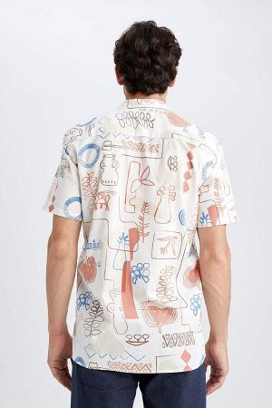 Рубашка из 100% хлопка с короткими рукавами и воротником в стиле пэчворк стандартного кроя