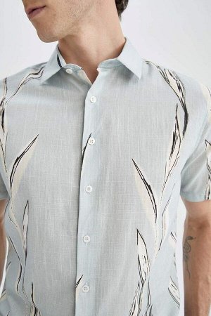 Рубашка Modern Fit с короткими рукавами и принтом из 100% хлопка