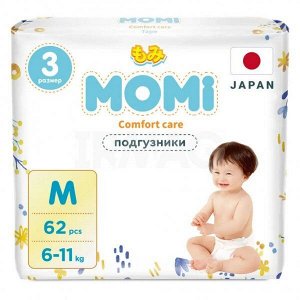 MOMI Comfort Care подгузники  M (6-11 кг), 62 шт