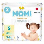 MOMI Comfort Care подгузники   S (3-6 кг), 82 шт