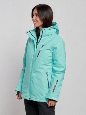 Горнолыжная куртка женская зимняя бирюзового цвета 3331Br