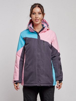 Горнолыжная куртка женская зимняя большого размера розового цвета 3963R