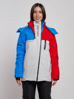 Горнолыжная куртка женская зимняя красного цвета 2322Kr