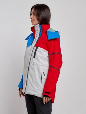 Горнолыжная куртка женская зимняя красного цвета 2322Kr