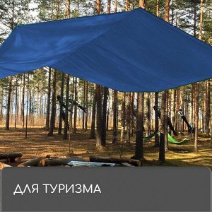 Тент защитный, 5 x 3 м, плотность 60 г/м², люверсы шаг 1 м, тарпаулин, УФ, голубой