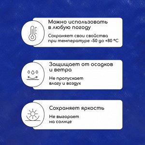 Тент защитный, 4x3 м, плотность 180 г/м², УФ, люверсы шаг 1 м, синий