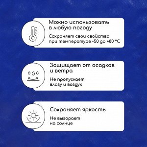 Тент защитный, 6x4 м, плотность 180 г/м², УФ, люверсы шаг 1 м, синий