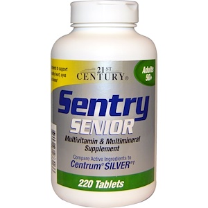 21st Century, Sentry Senior, мультивитаминная и мультиминеральная добавка, 220 таблеток