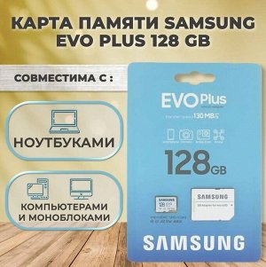 Карта памяти microSD 128GB карта памяти SAMSUNG EVO PLUS 128GB (10 класс)