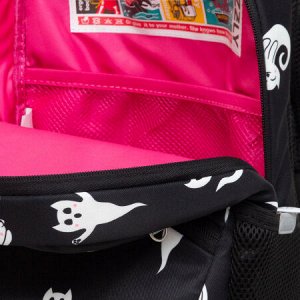 Рюкзак внешкольный GRIZZLY легкий с карманом для ноутбука 13", одним отделением, для девочки на занятия, черный призрак приведение