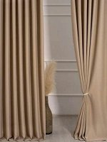 Шторы блэкаут однотонный крем-брюле, Ширина: 2,0м, Тип крепления: Шторная лента