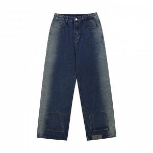 Широкие джинсы унисекс, с перевернутыми карманами по низу штанин