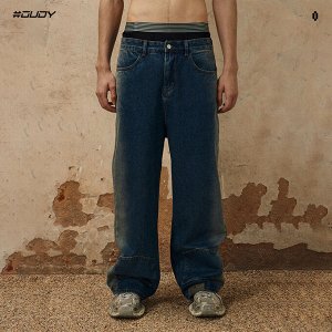 Широкие джинсы унисекс, с перевернутыми карманами по низу штанин