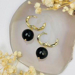 Серьги из Обсидиана золотистого