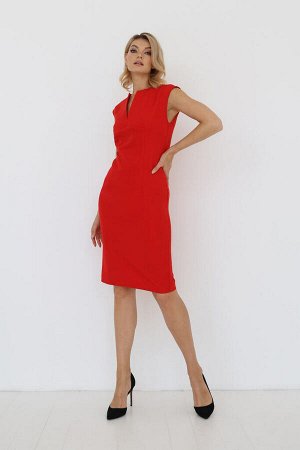 Платье-футляр без рукавов, цвет красный
