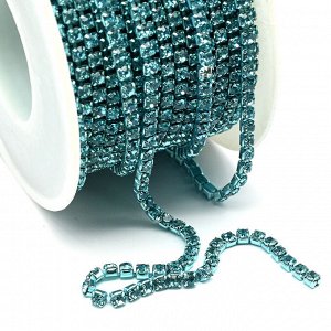 Цепочка со стразами 2,5мм цв.бирюзовый